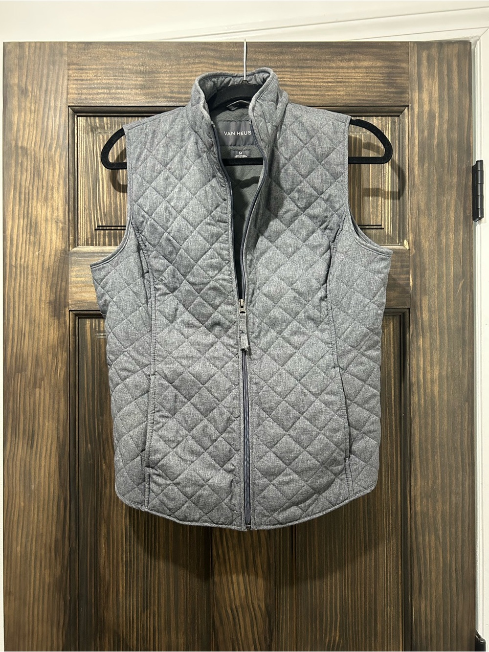 Van Heusen Quilted Gray Zip Vest